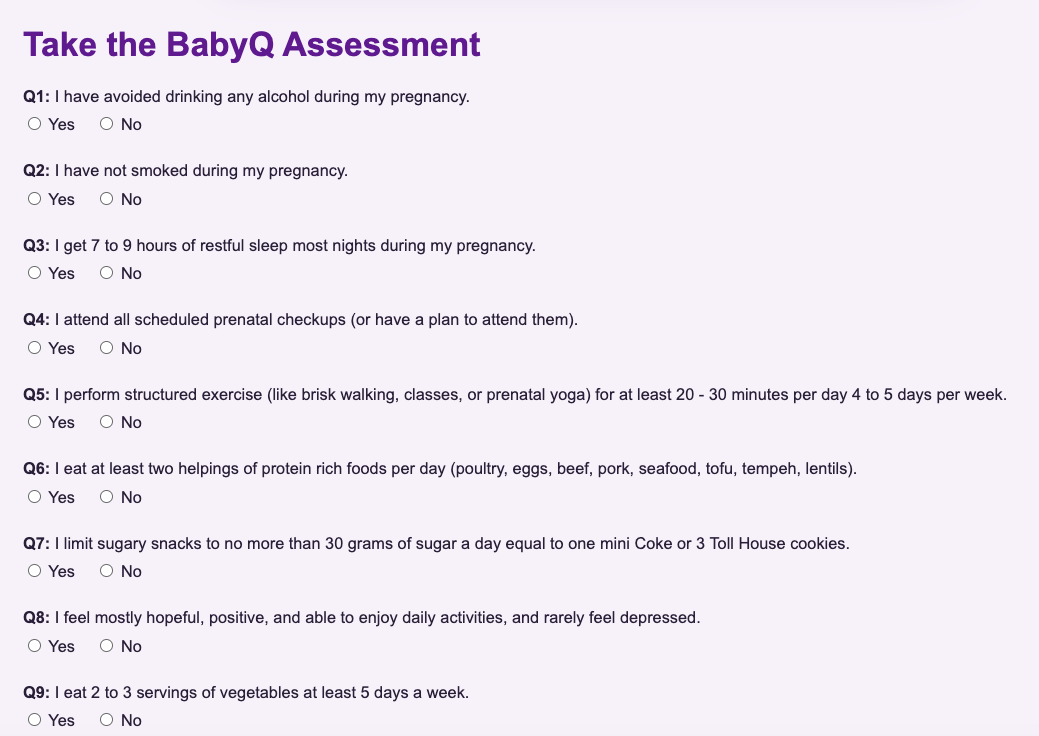 BabyQ yes/no quiz interface